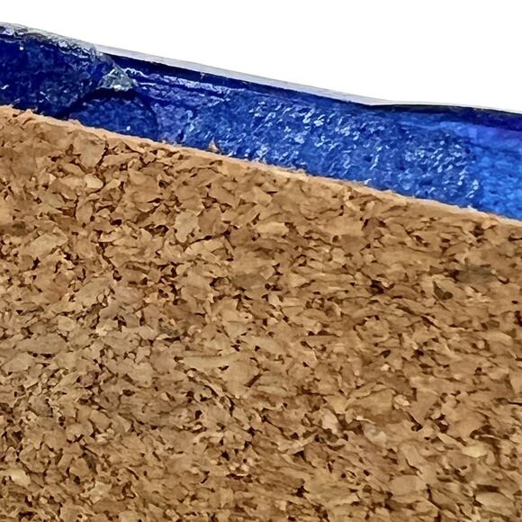 Coasters Lot 4 Art Glass Tiles Blue Green Abstract Artisan Square Cork 4.25 Inch - Picture 8 of 12